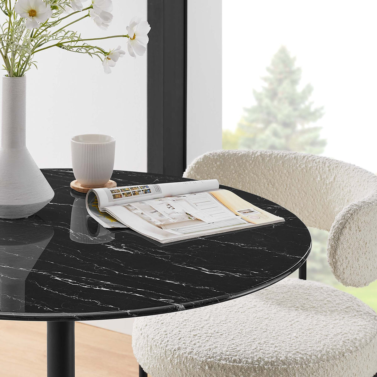 Lippa Round Faux Marble Dining Table by Modway