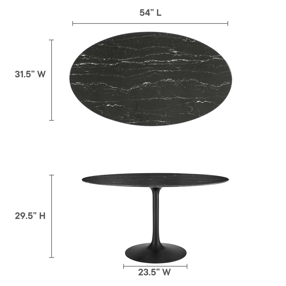 Lippa 54" Oval Faux Marble Dining Table by Modway - EEI-4880