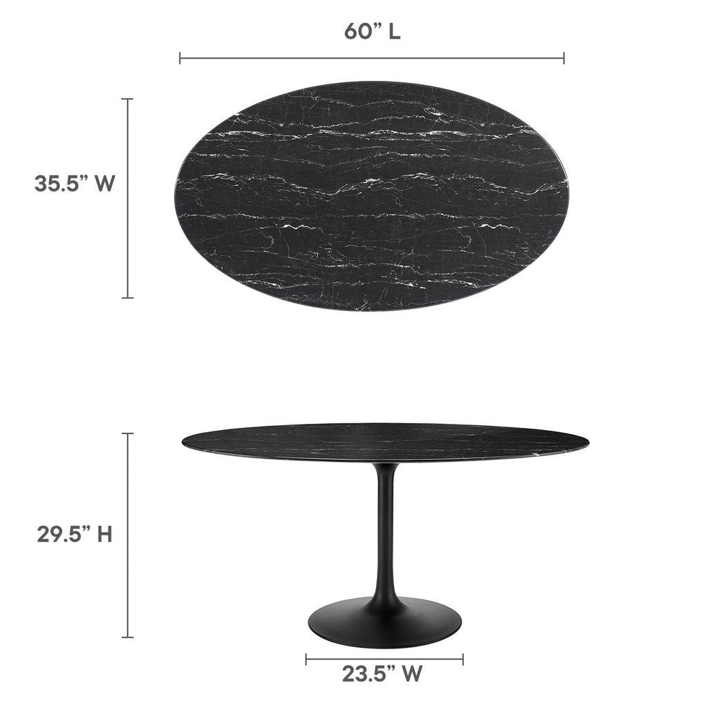 Lippa 60" Oval Faux Marble Dining Table by Modway - EEI-4881