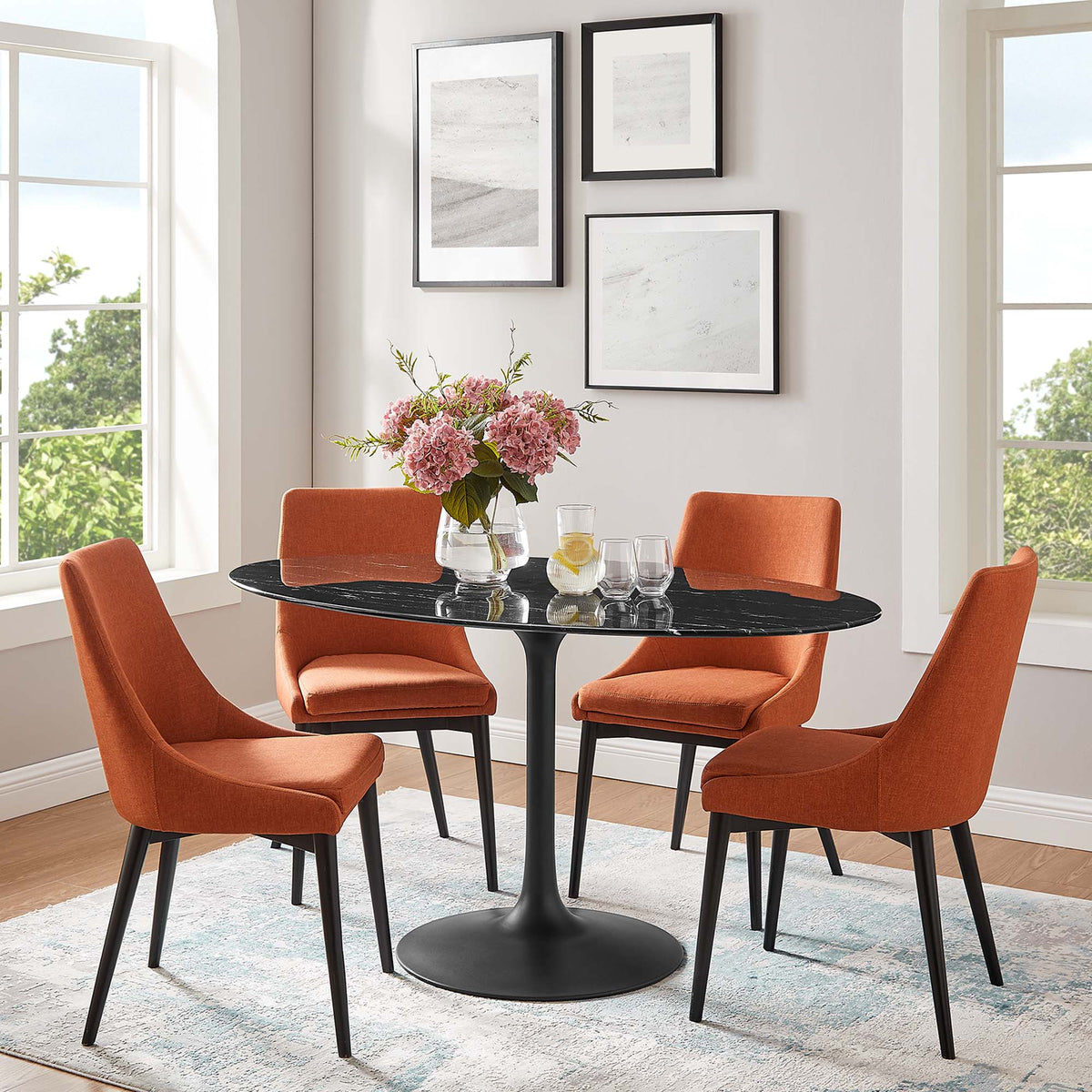 Lippa 60" Oval Faux Marble Dining Table by Modway - EEI-4881