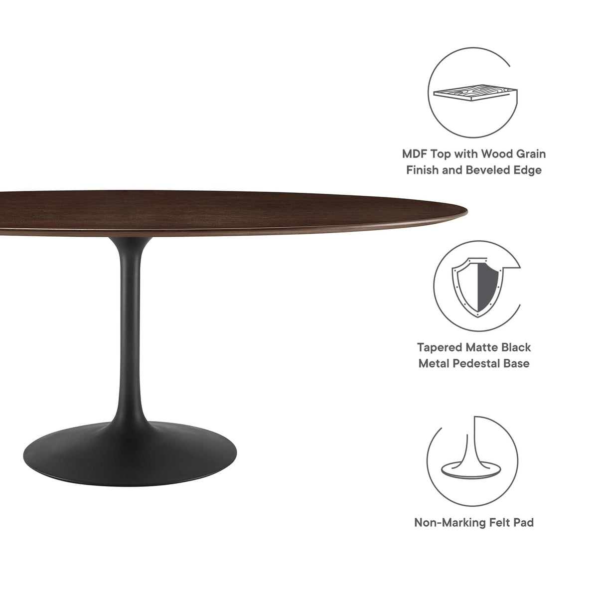 Lippa 78" Oval Wood Dining Table by Modway - EEI-4888