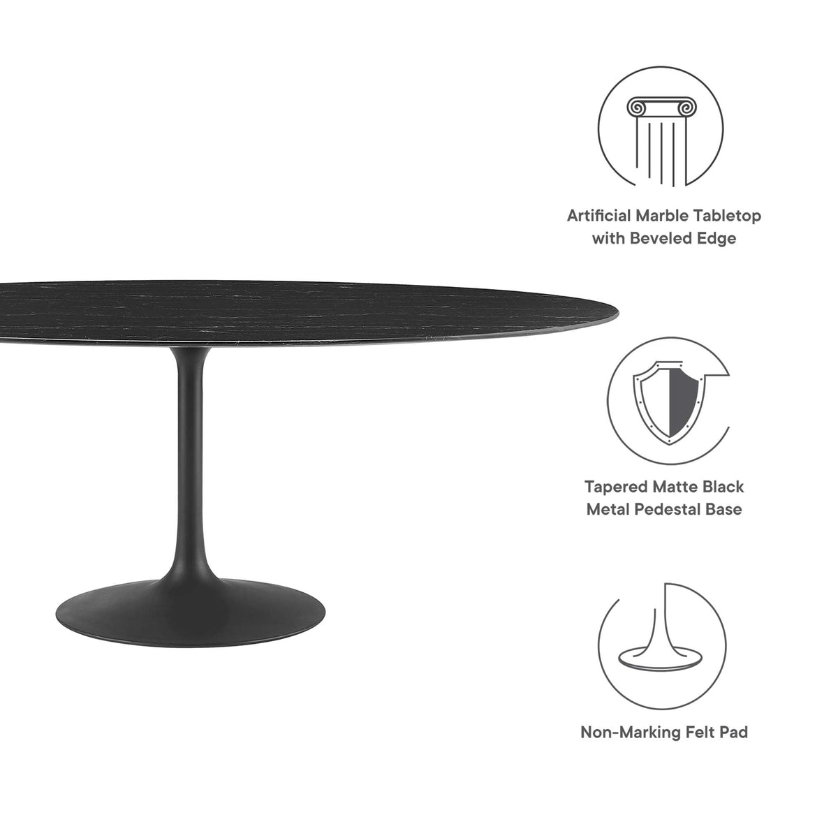 Lippa 78" Oval Faux Marble Dining Table by Modway - EEI-4889