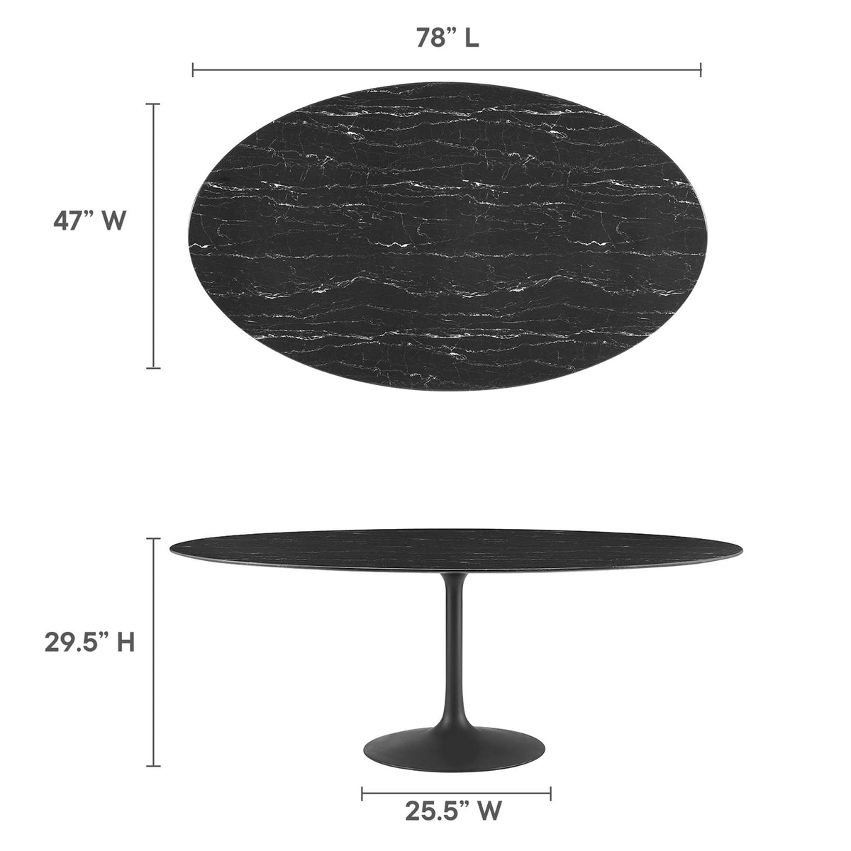Lippa 78" Oval Faux Marble Dining Table by Modway - EEI-4889