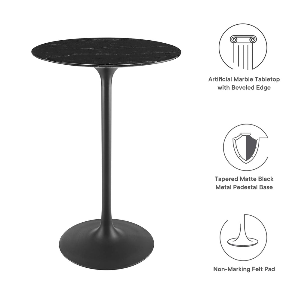Lippa Round Faux Marble Bar Table by Modway