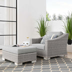 Conway 2-Piece Outdoor Patio Wicker Rattan Armchair and Ottoman Set by Modway