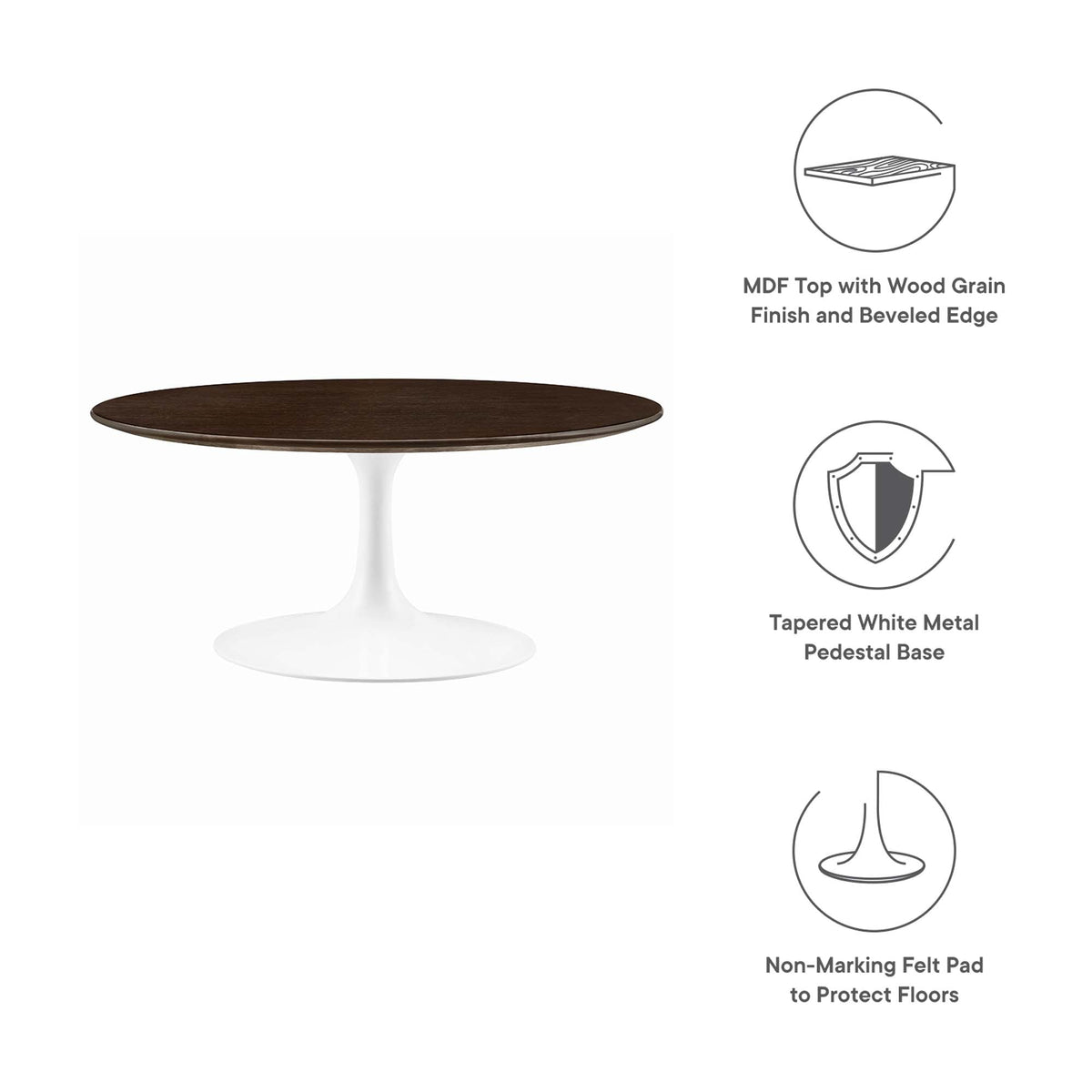 Lippa Round Wood Coffee Table by Modway
