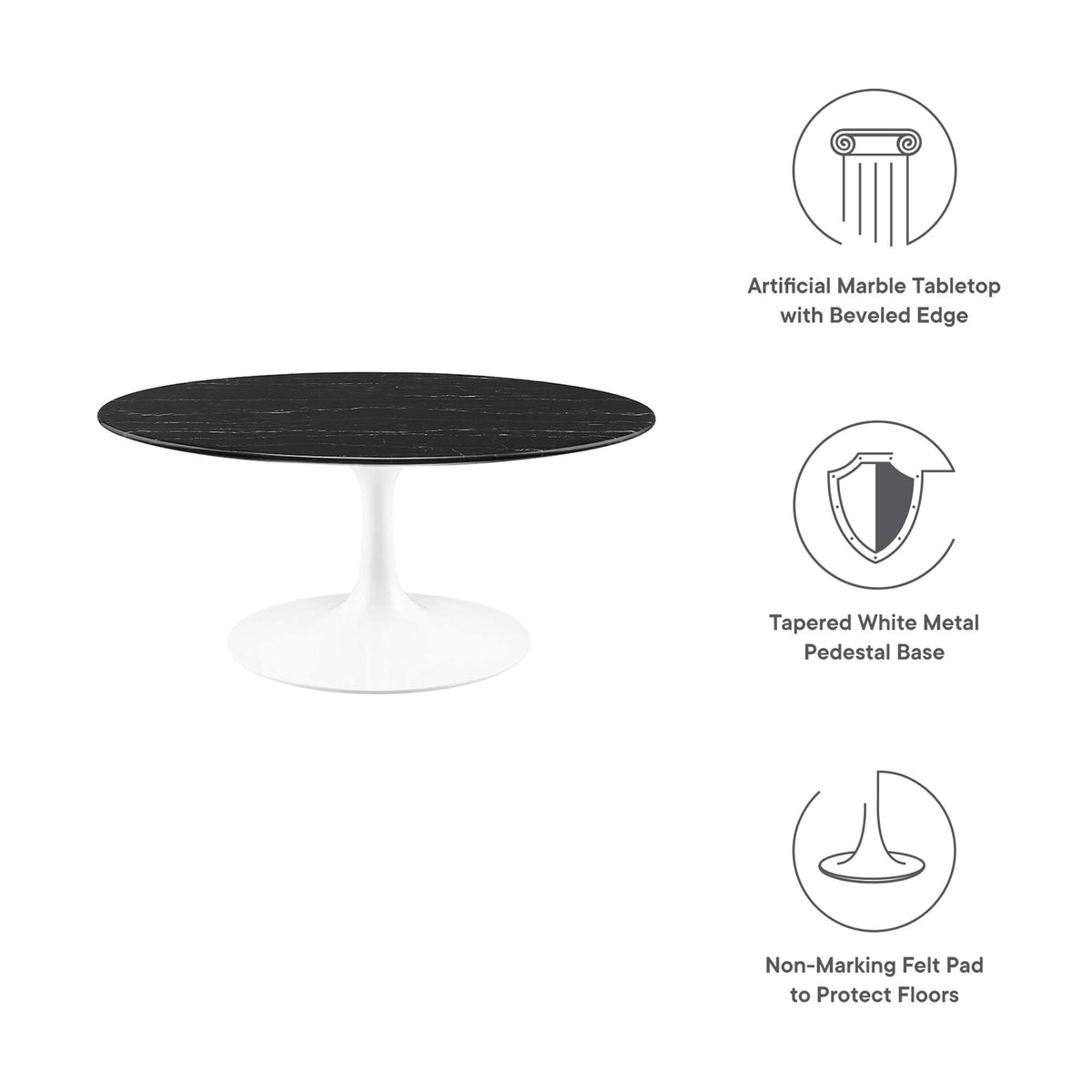 Lippa Round Faux Marble Coffee Table by Modway
