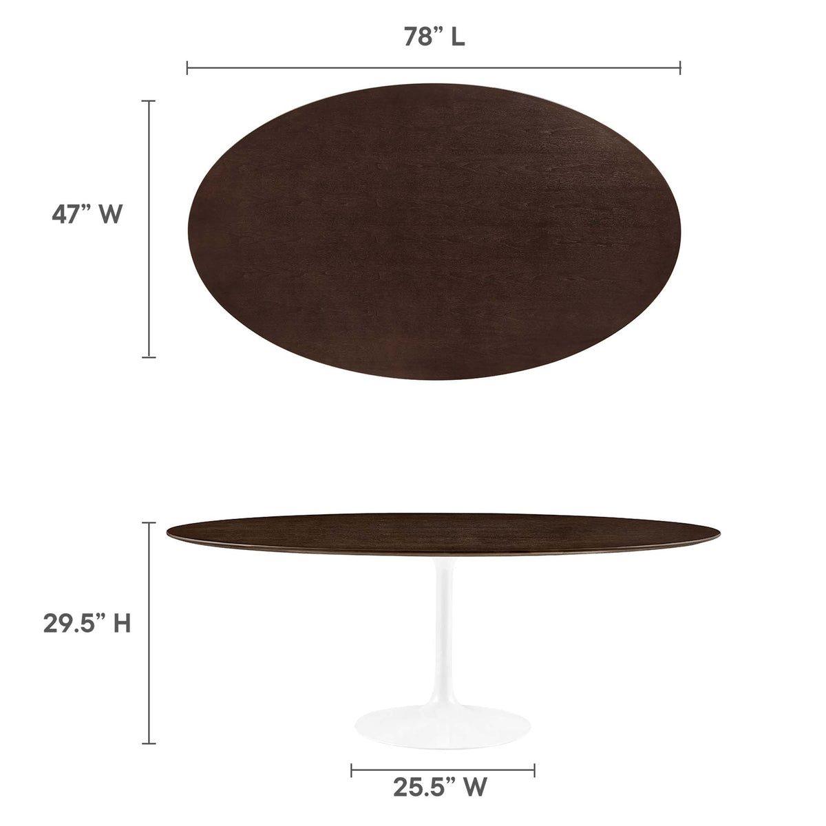Lippa 78" Oval Wood Dining Table by Modway - EEI-5196