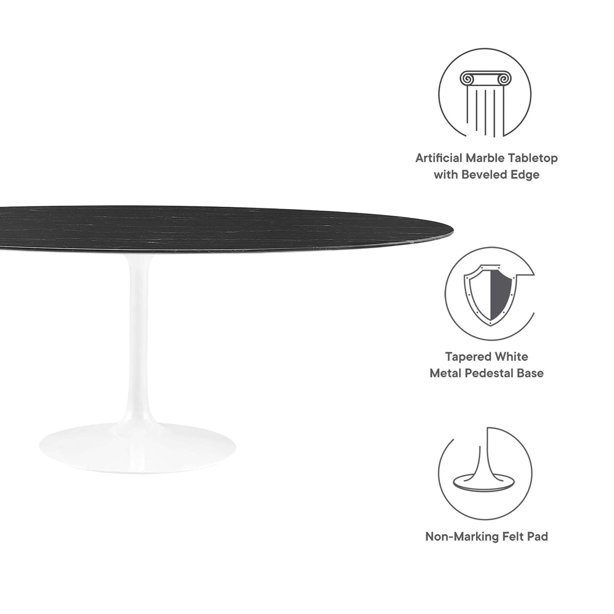 Lippa 78" Oval Faux Marble Dining Table by Modway - EEI-5198