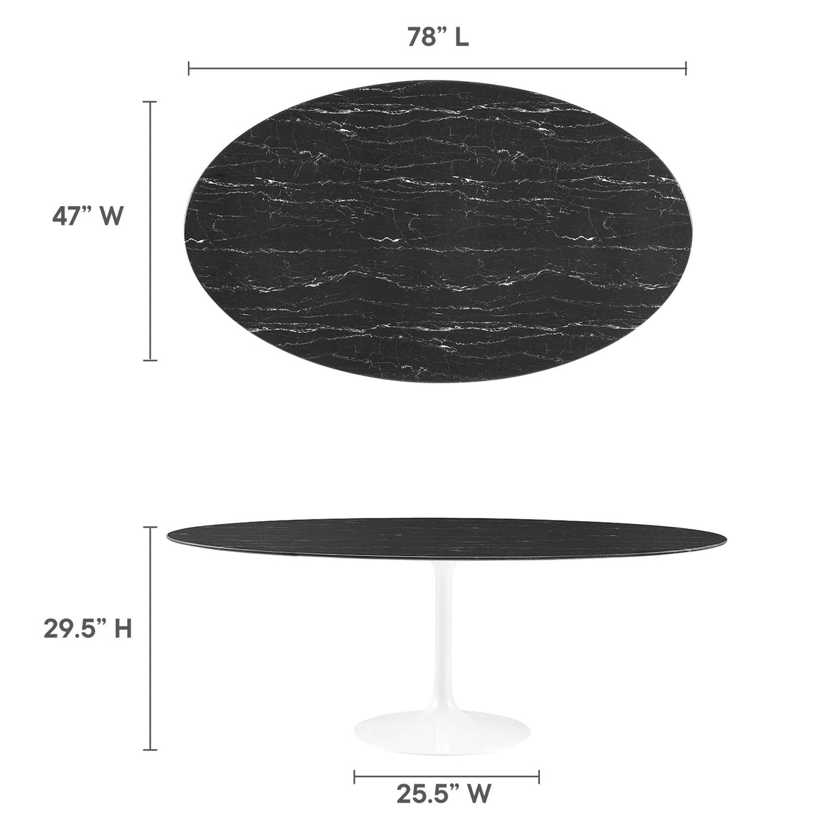 Lippa 78" Oval Faux Marble Dining Table by Modway - EEI-5198