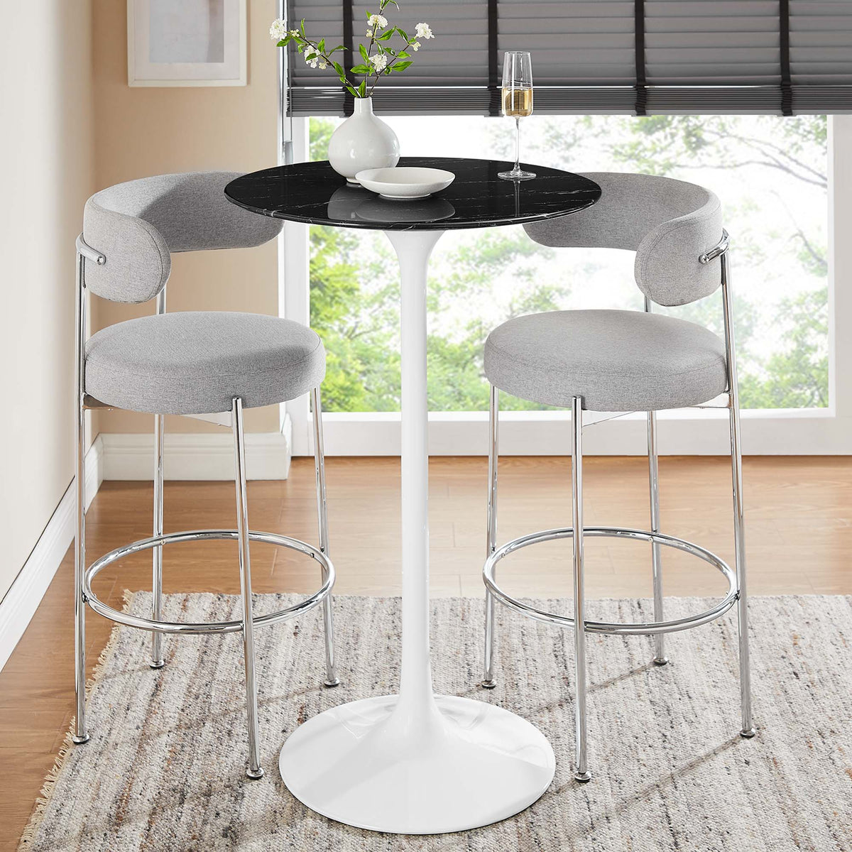 Lippa Round Faux Marble Bar Table by Modway
