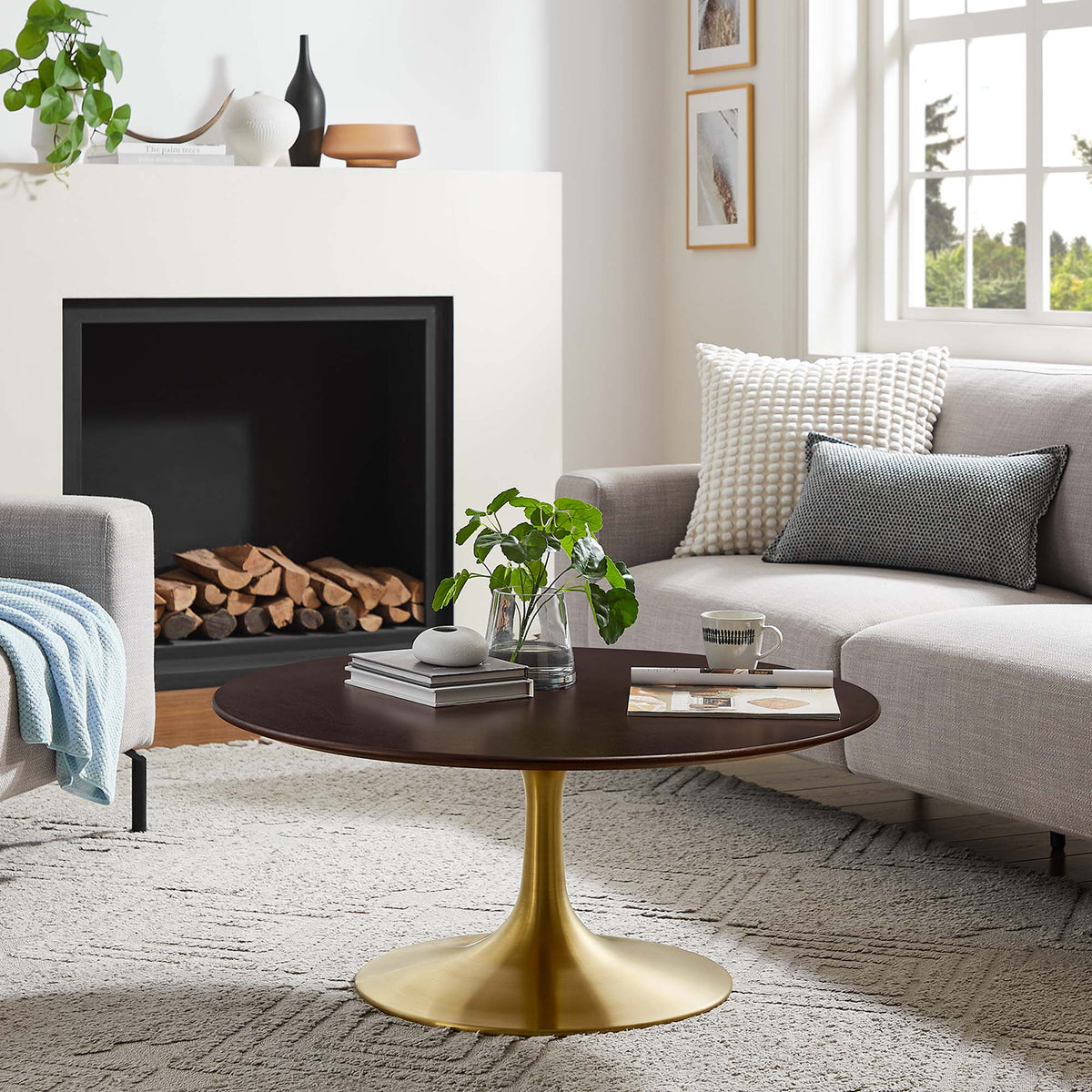 Lippa Round Wood Coffee Table by Modway