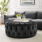Amour Tufted Button Large Round Performance Velvet Ottoman by Modway