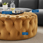 Amour Tufted Button Large Round Performance Velvet Ottoman by Modway