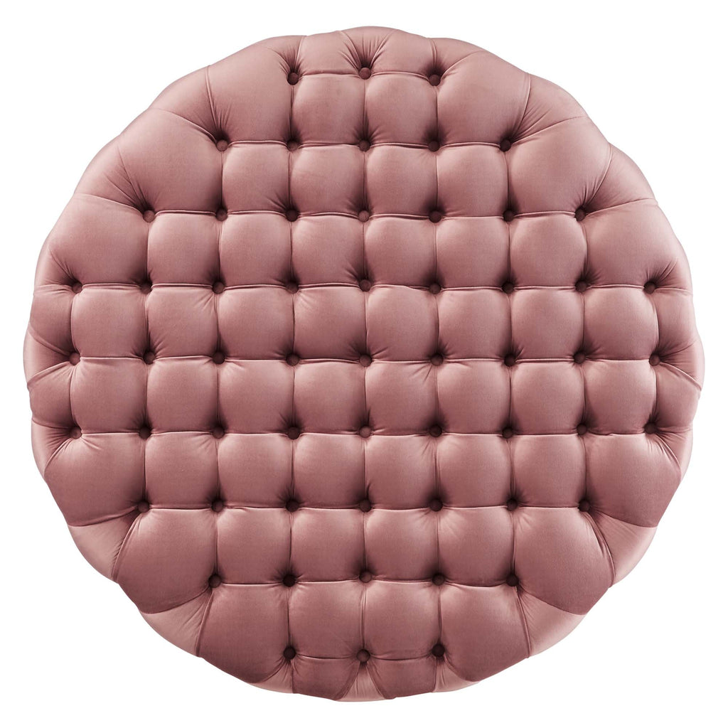Amour Tufted Button Large Round Performance Velvet Ottoman by Modway