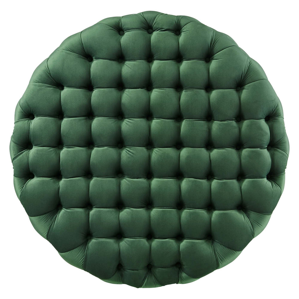 Amour Tufted Button Large Round Performance Velvet Ottoman by Modway
