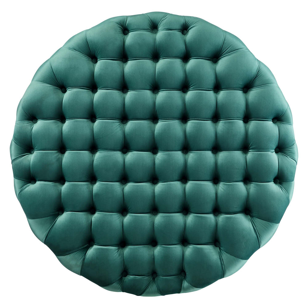 Amour Tufted Button Large Round Performance Velvet Ottoman by Modway