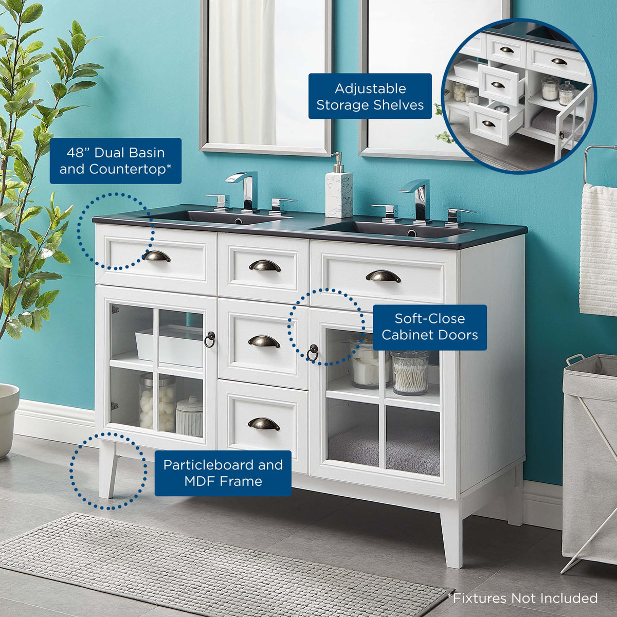 Isle 48" Double Bathroom Vanity Cabinet by Modway - EEI-5480