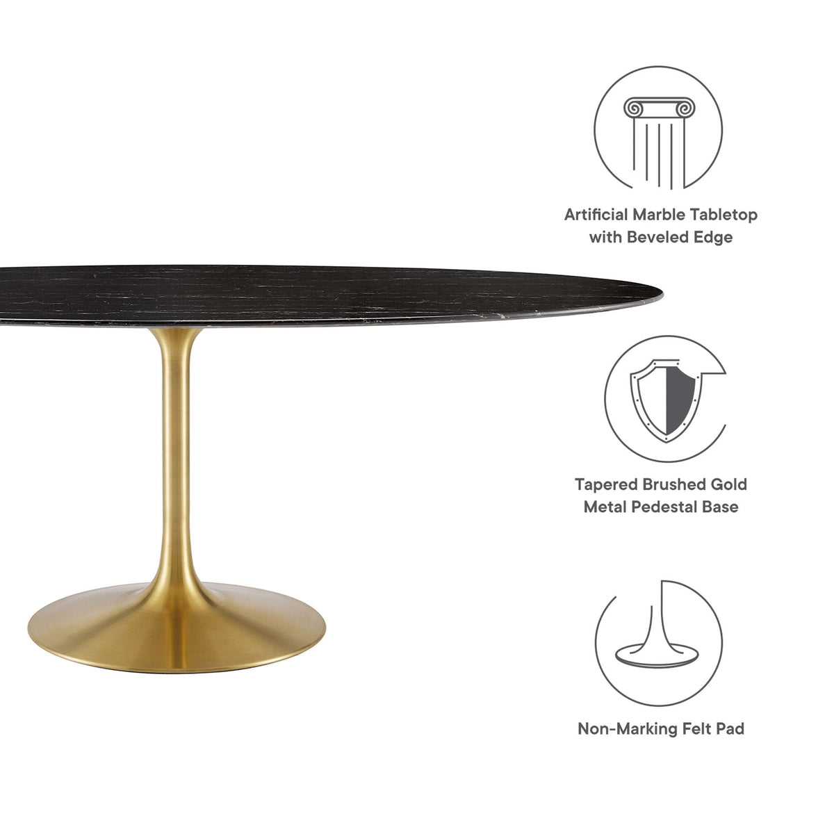 Lippa 78" Oval Faux Marble Dining Table by Modway - EEI-5528