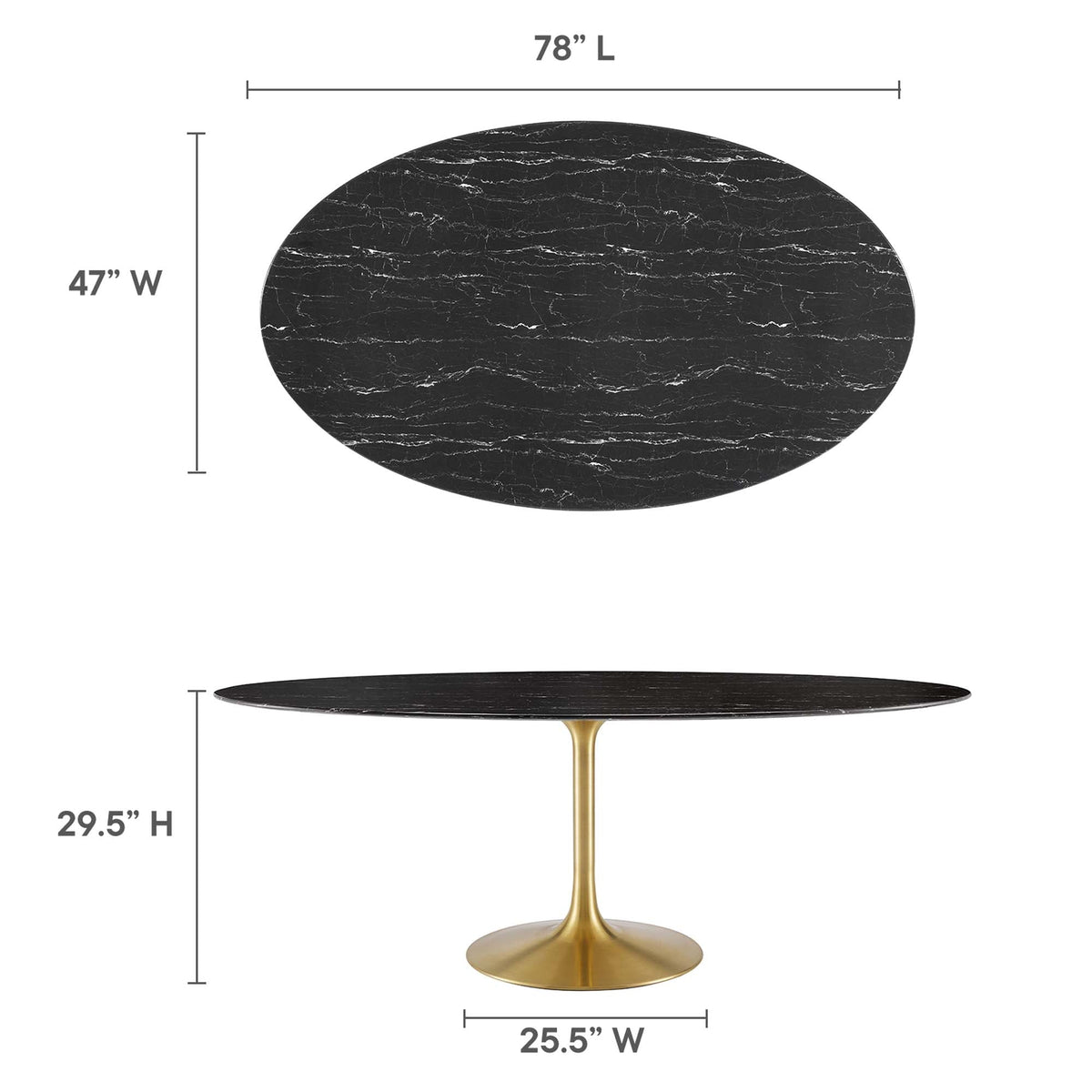 Lippa 78" Oval Faux Marble Dining Table by Modway - EEI-5528