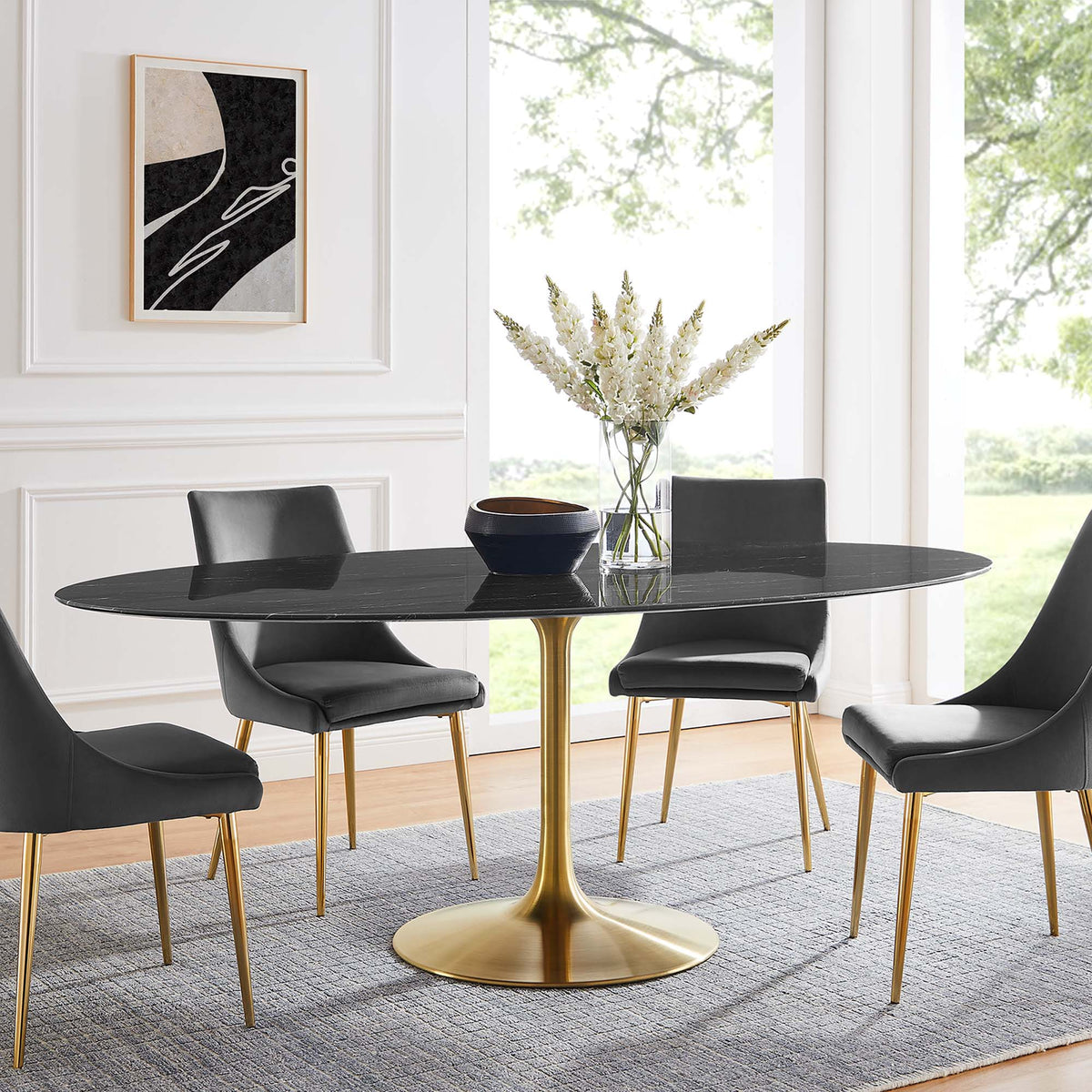 Lippa 78" Oval Faux Marble Dining Table by Modway - EEI-5528