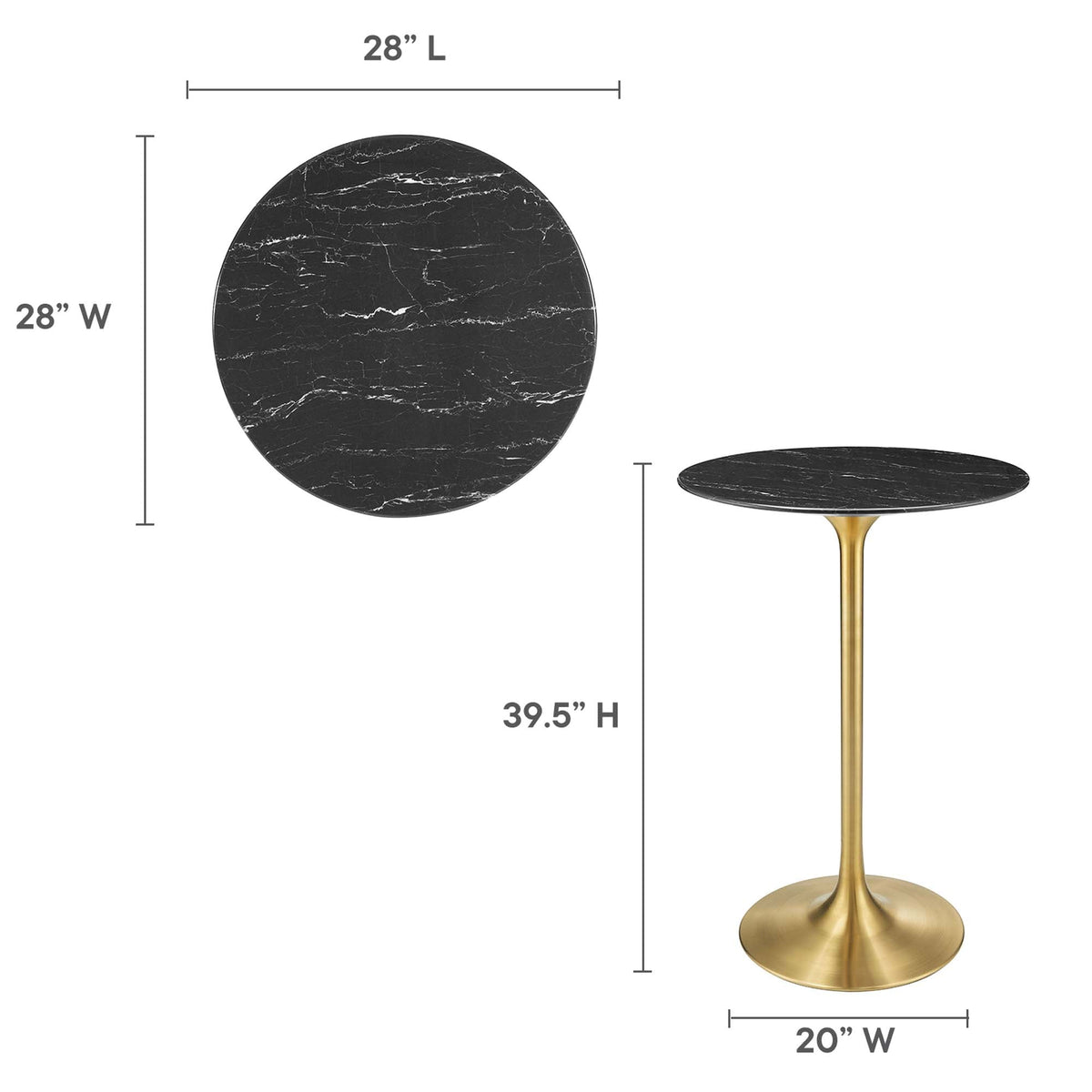 Lippa Round Faux Marble Bar Table by Modway