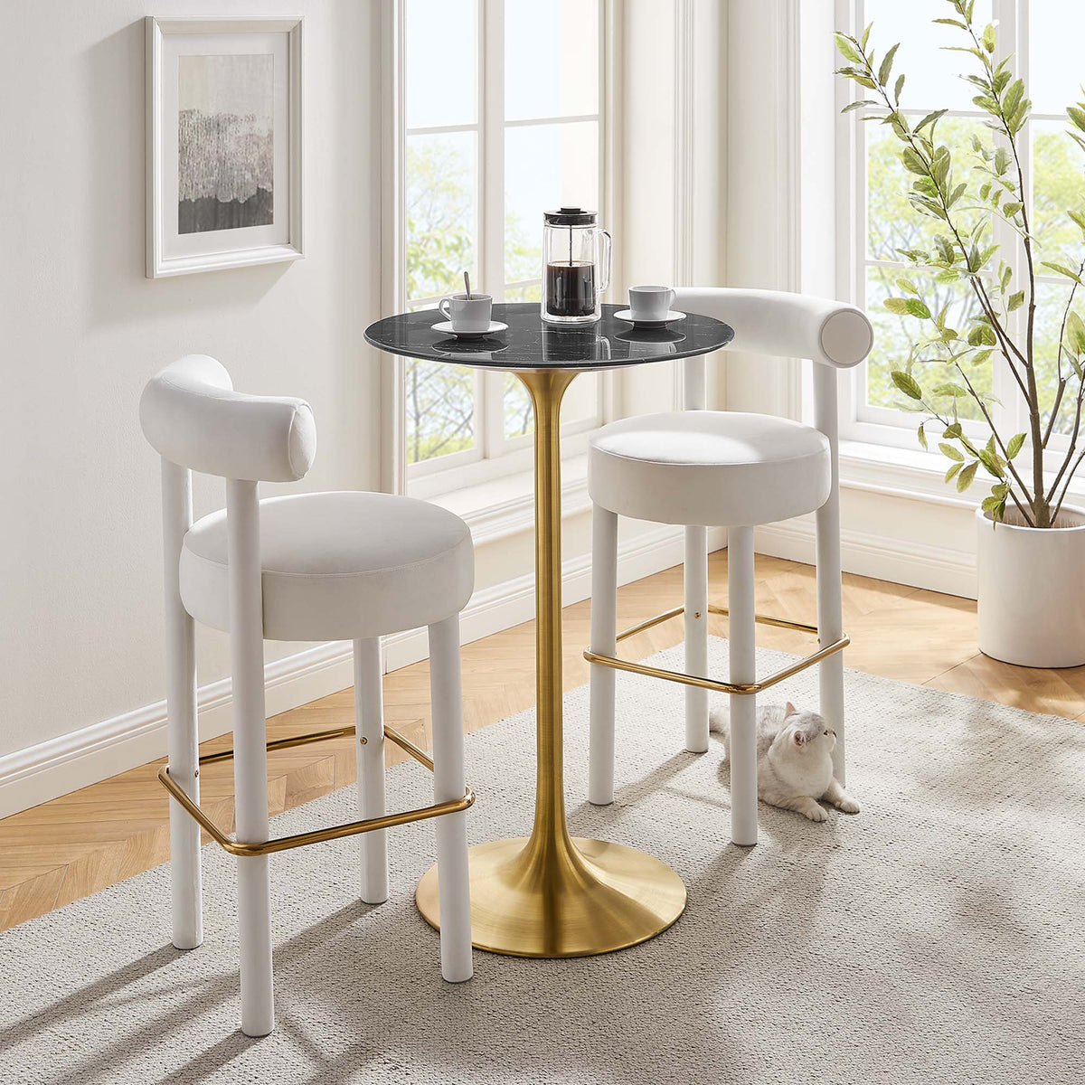 Lippa Round Faux Marble Bar Table by Modway