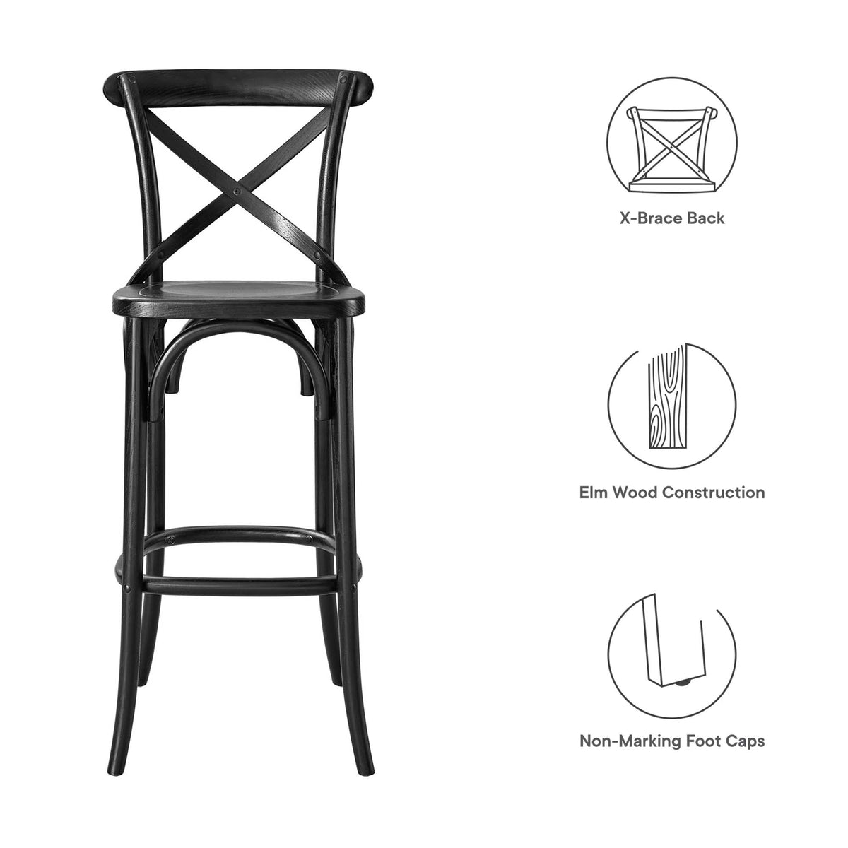 Gear Bar Stool by Modway - Black / Gray / Midnight Blue / Natural / Walnut / White (EEI-5563)