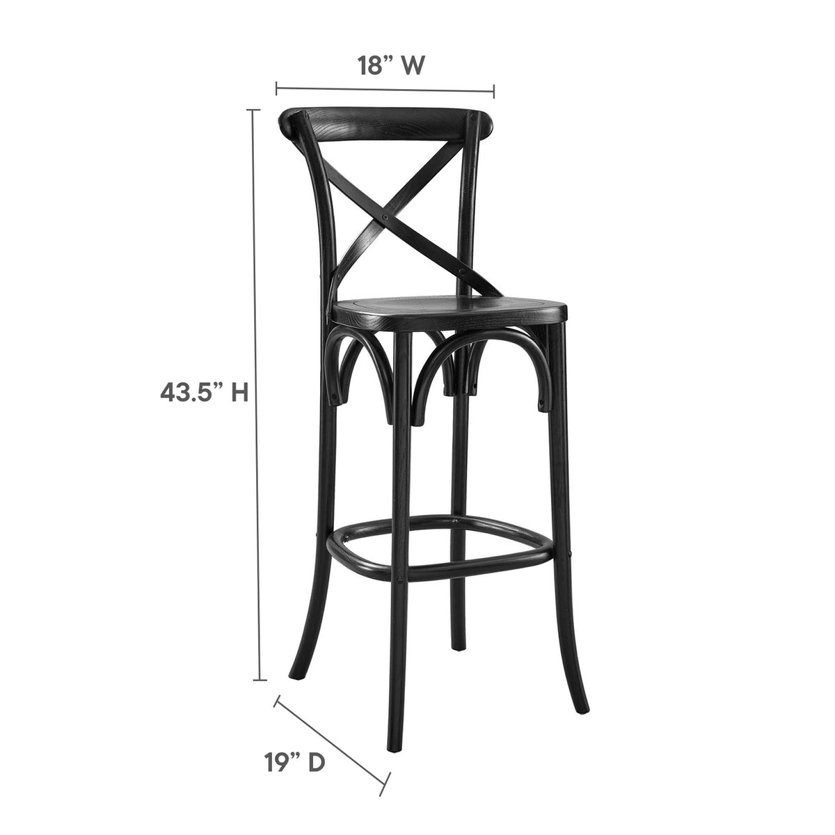 Gear Bar Stool by Modway - Black / Gray / Midnight Blue / Natural / Walnut / White (EEI-5563)