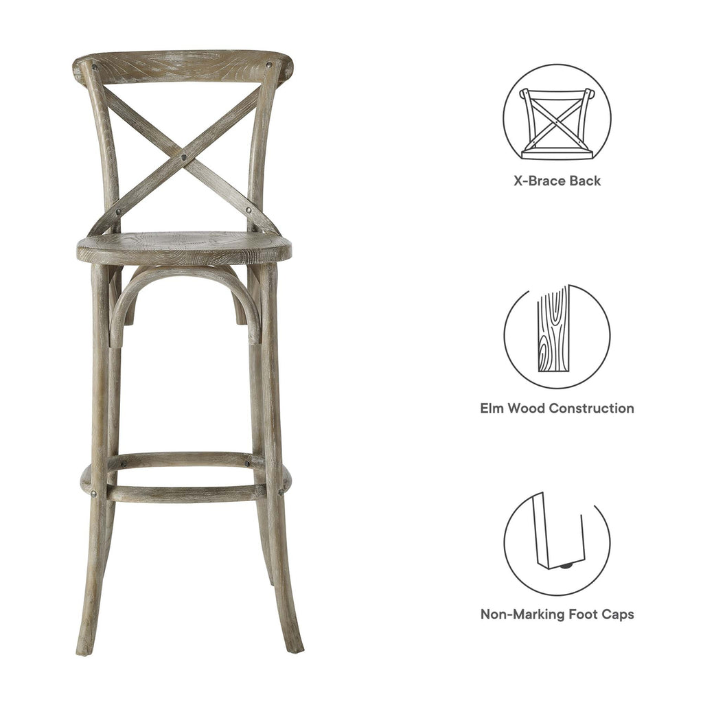 Gear Bar Stool by Modway - Black / Gray / Midnight Blue / Natural / Walnut / White (EEI-5563)