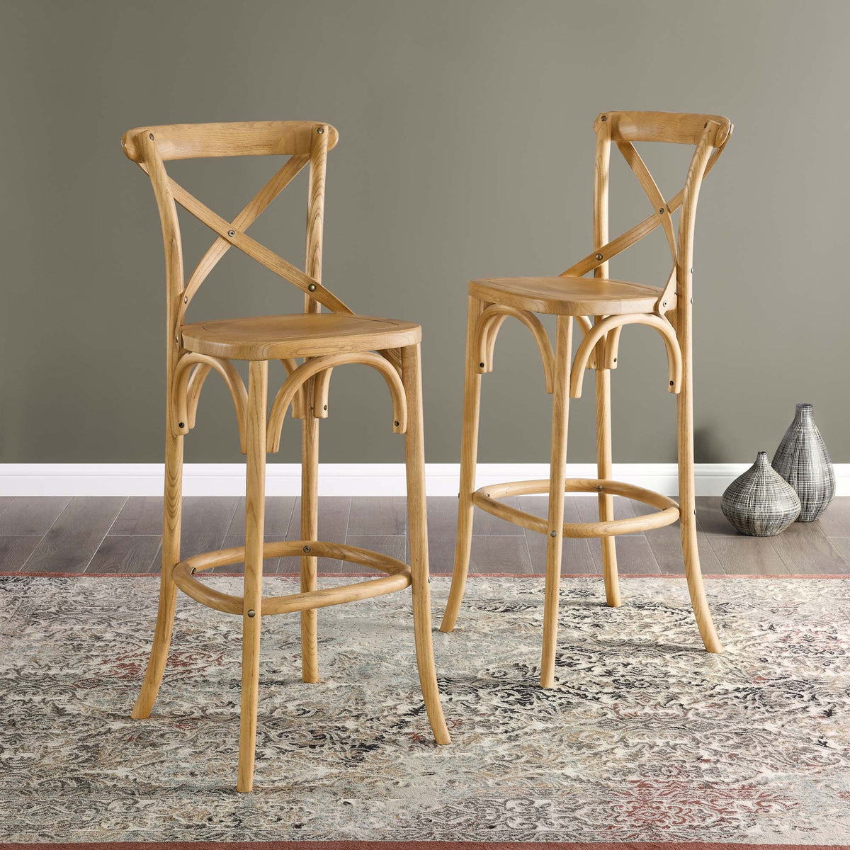 Gear Bar Stool by Modway - Black / Gray / Midnight Blue / Natural / Walnut / White (EEI-5563)