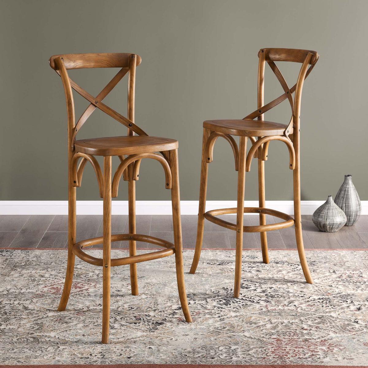 Gear Bar Stool by Modway - Black / Gray / Midnight Blue / Natural / Walnut / White (EEI-5563)