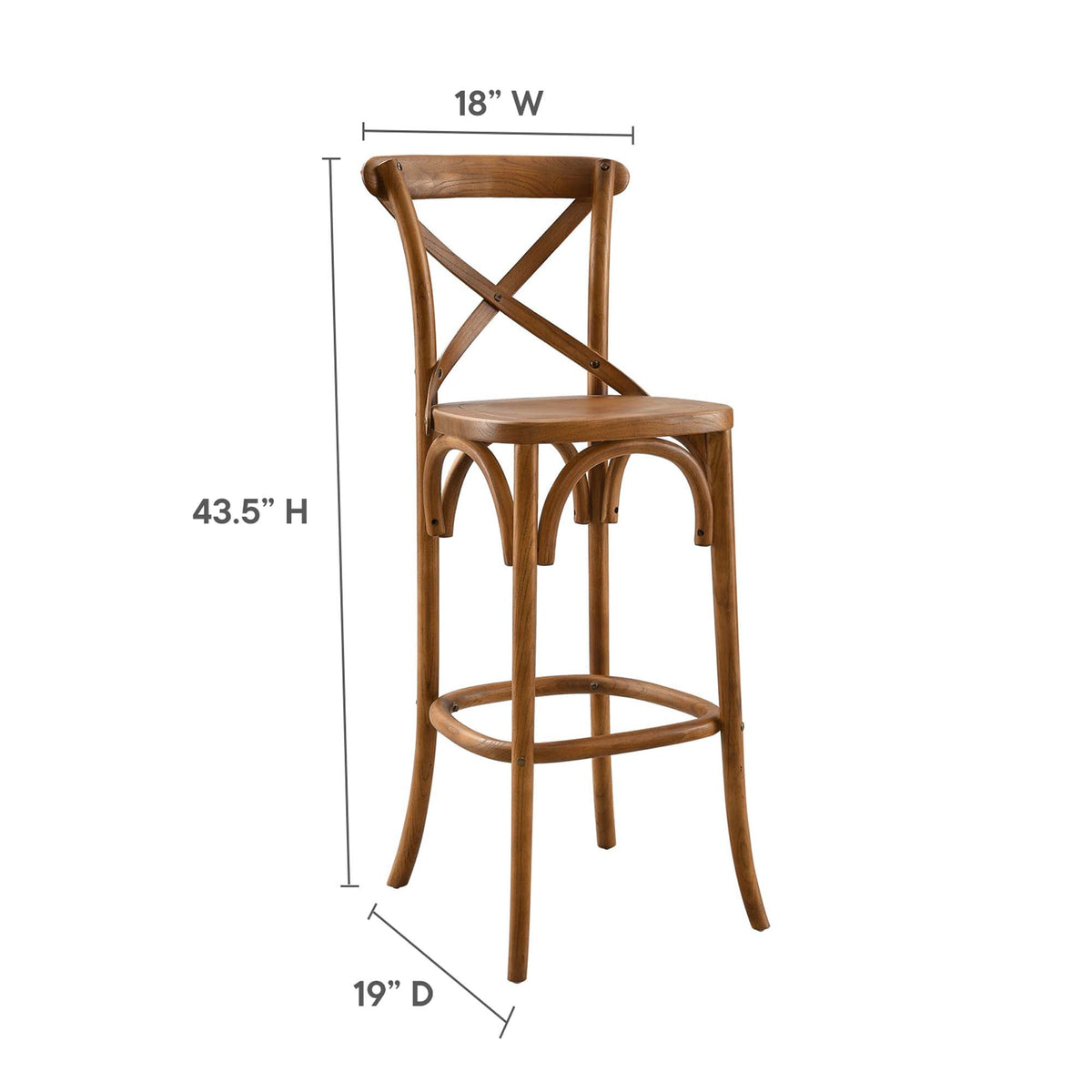 Gear Bar Stool by Modway - Black / Gray / Midnight Blue / Natural / Walnut / White (EEI-5563)
