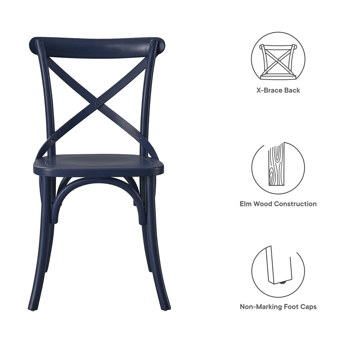 Gear Dining Side Chair by Modway - Black / Gray / Midnight Blue / Natural / Walnut / White
