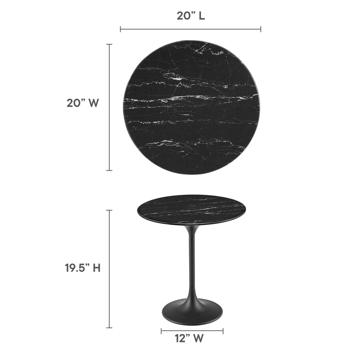 Lippa Round Faux Marble Side Table by Modway