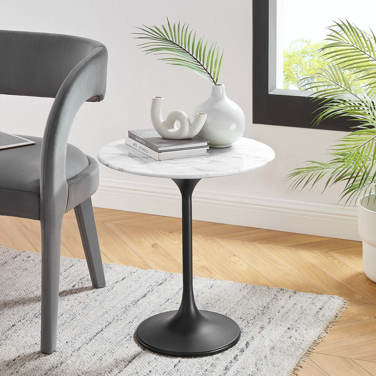 Lippa Round Faux Marble Side Table by Modway