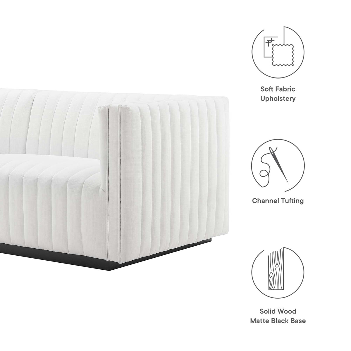 Conjure Channel Tufted Upholstered Fabric Loveseat by Modway