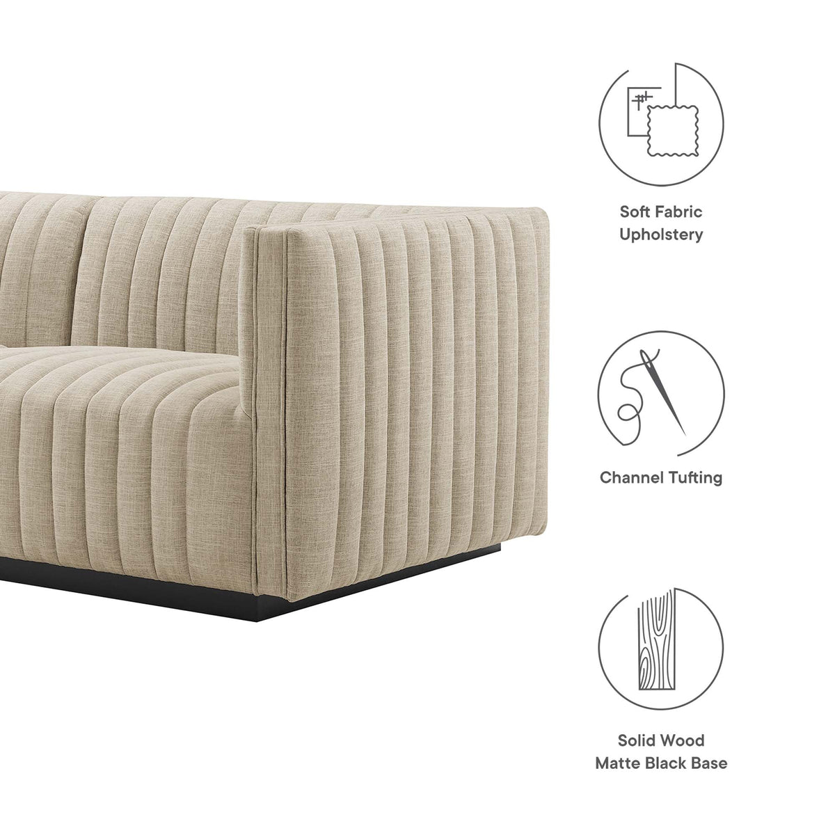 Conjure 6-Piece Channel Tufted Upholstered Fabric Sectional Sofa by Modway