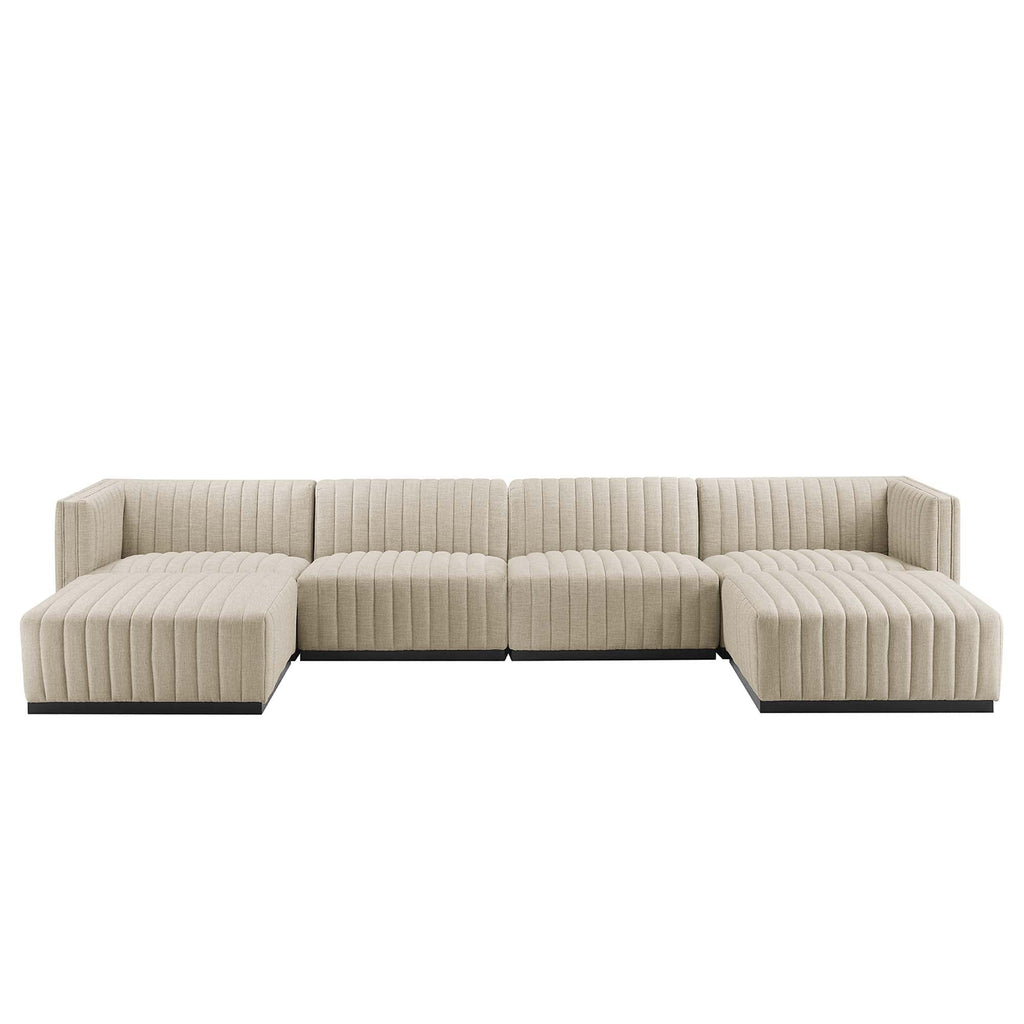 Conjure 6-Piece Channel Tufted Upholstered Fabric Sectional Sofa by Modway