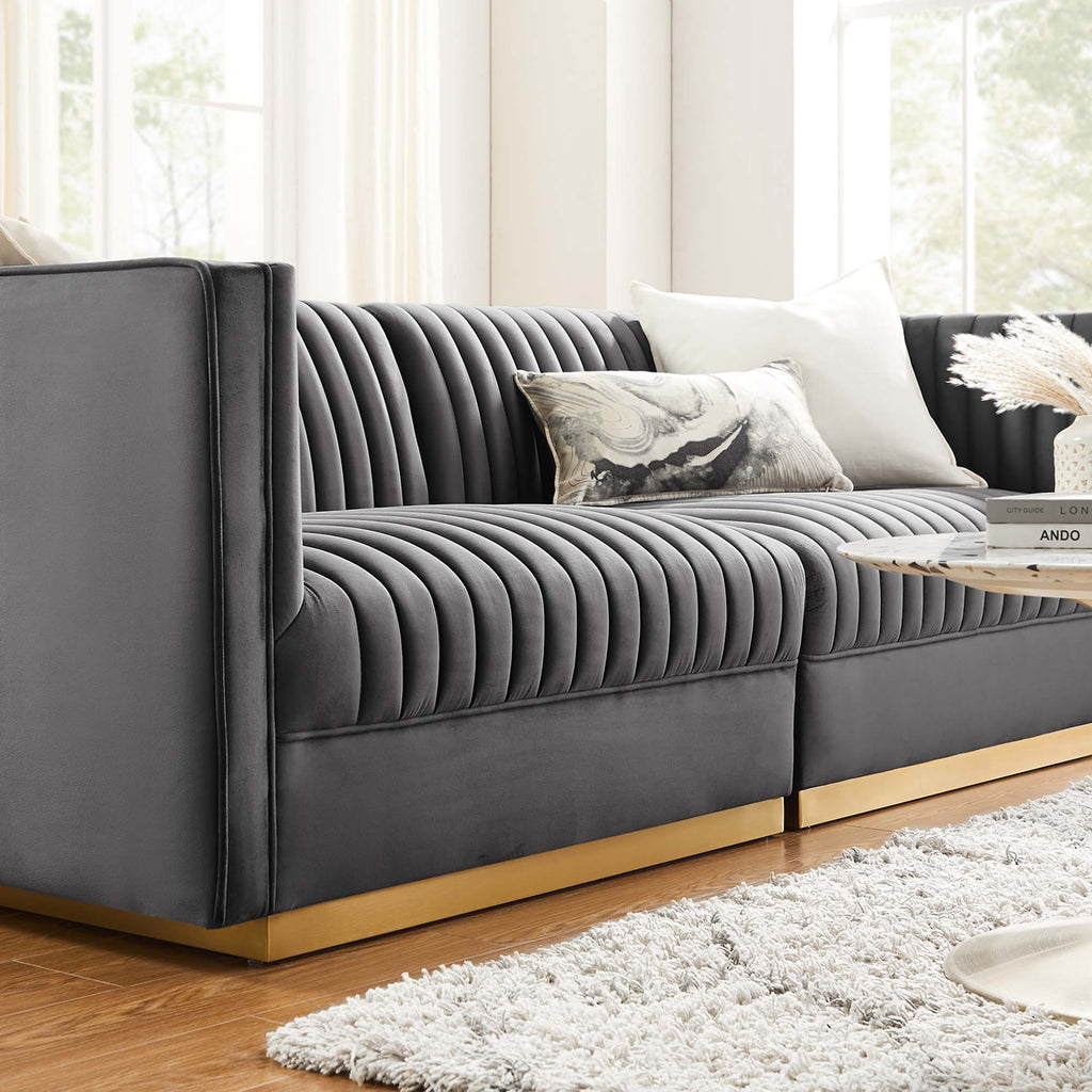 Sanguine Channel Tufted Performance Velvet Modular Sectional Sofa Loveseat by Modway