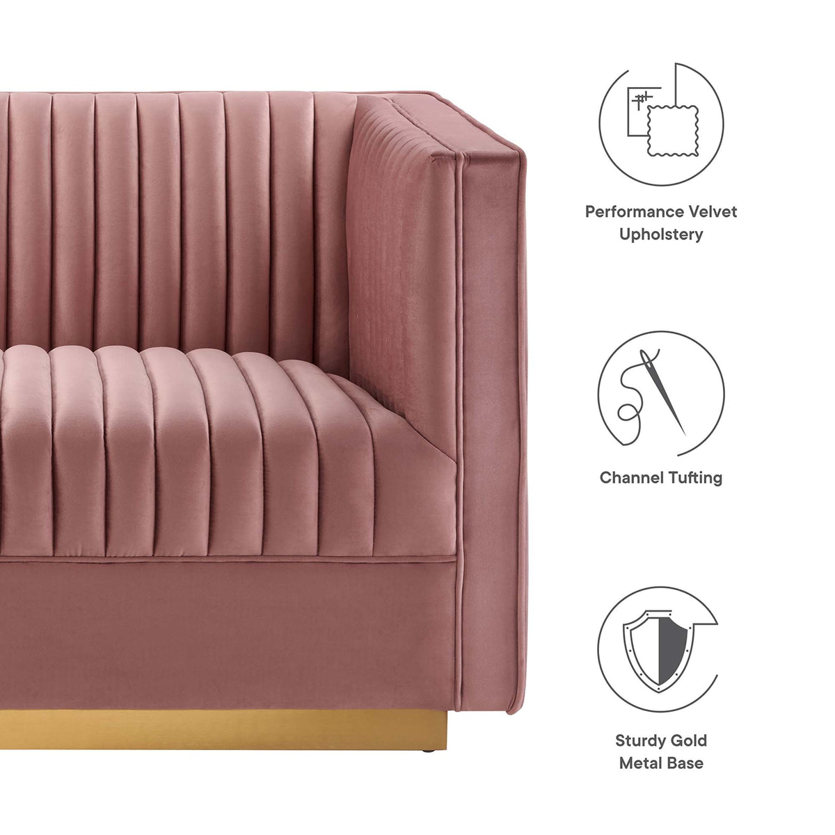 Sanguine 4-Piece Channel Tufted Performance Velvet Modular Sectional Sofa by Modway