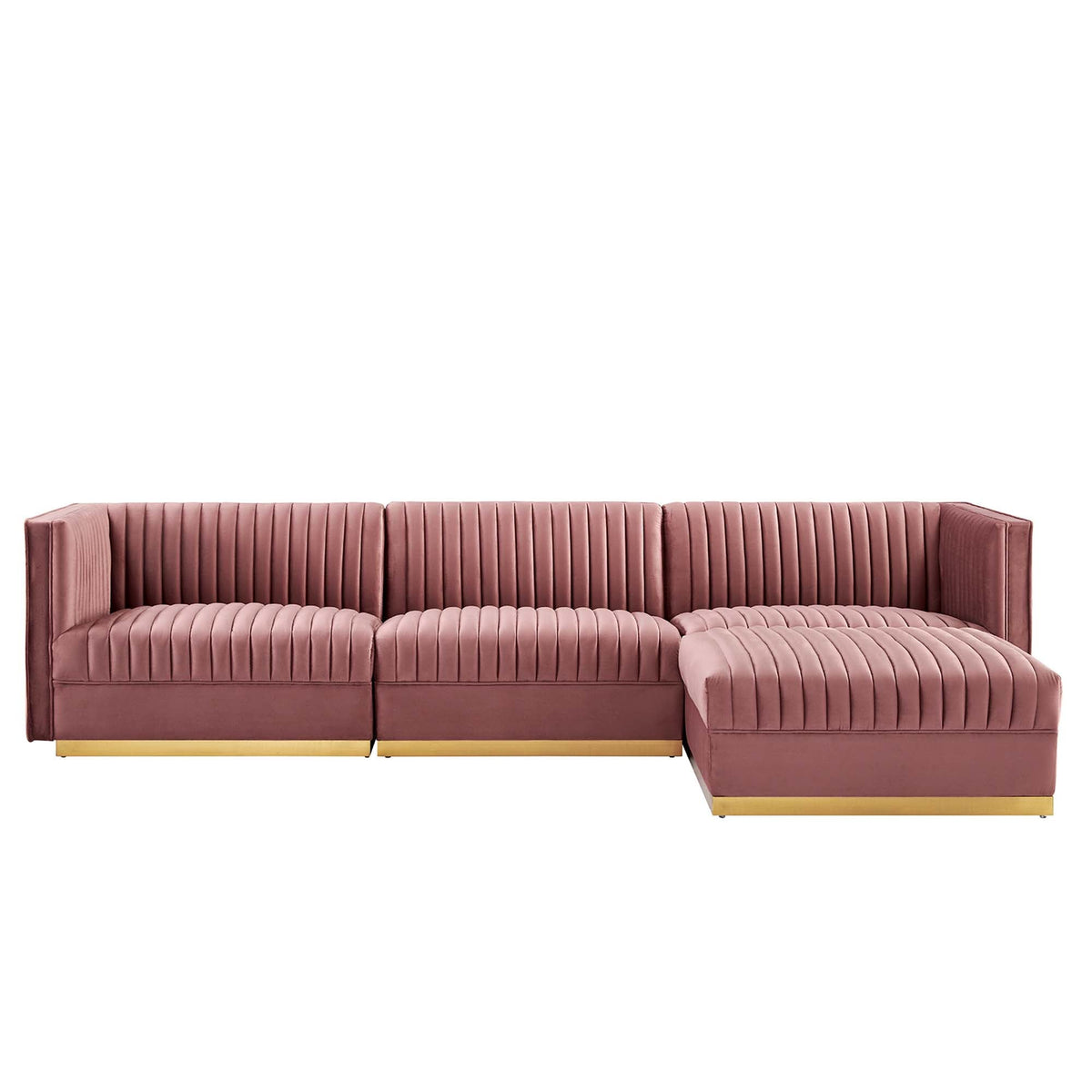 Sanguine 4-Piece Channel Tufted Performance Velvet Modular Sectional Sofa by Modway