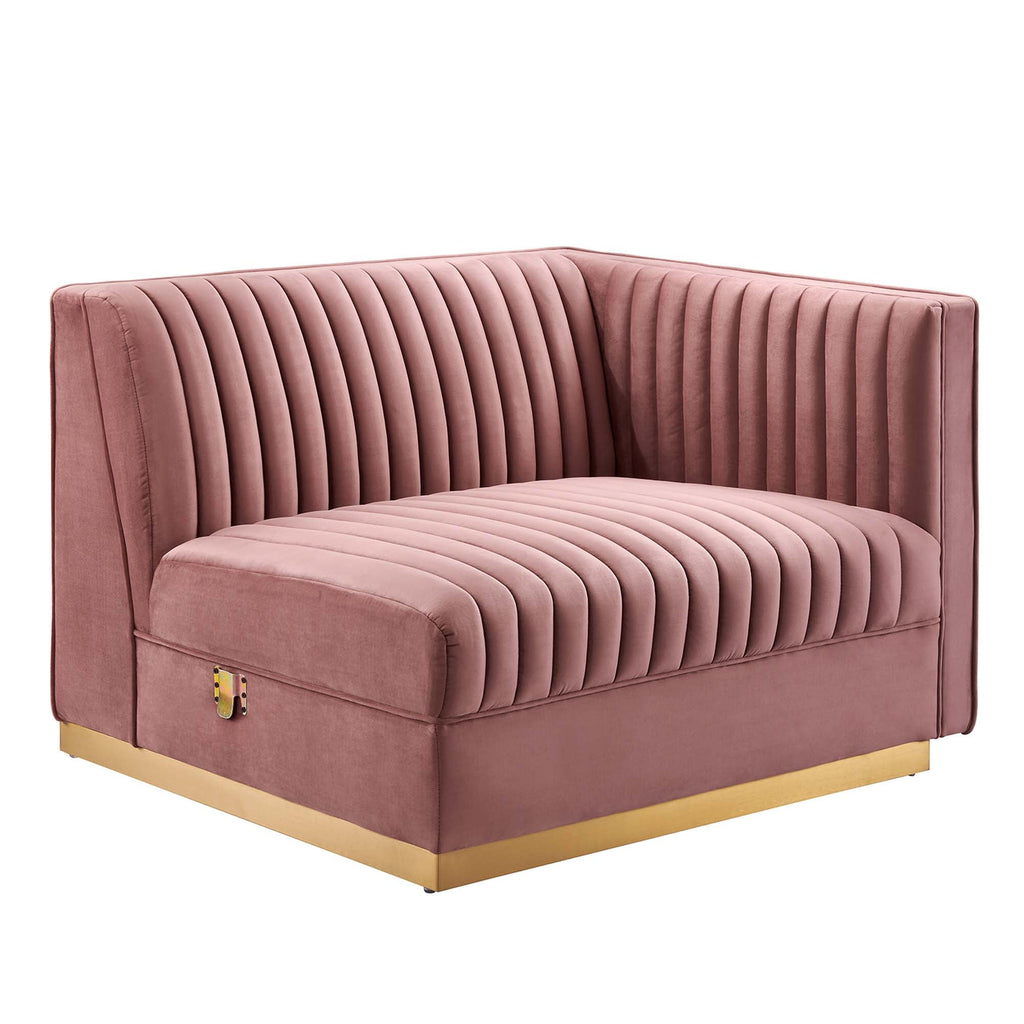 Sanguine 4-Piece Channel Tufted Performance Velvet Modular Sectional Sofa by Modway