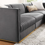 Sanguine 4-Piece Channel Tufted Performance Velvet Modular Sectional Sofa by Modway