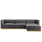 Sanguine 4-Piece Channel Tufted Performance Velvet Modular Sectional Sofa by Modway