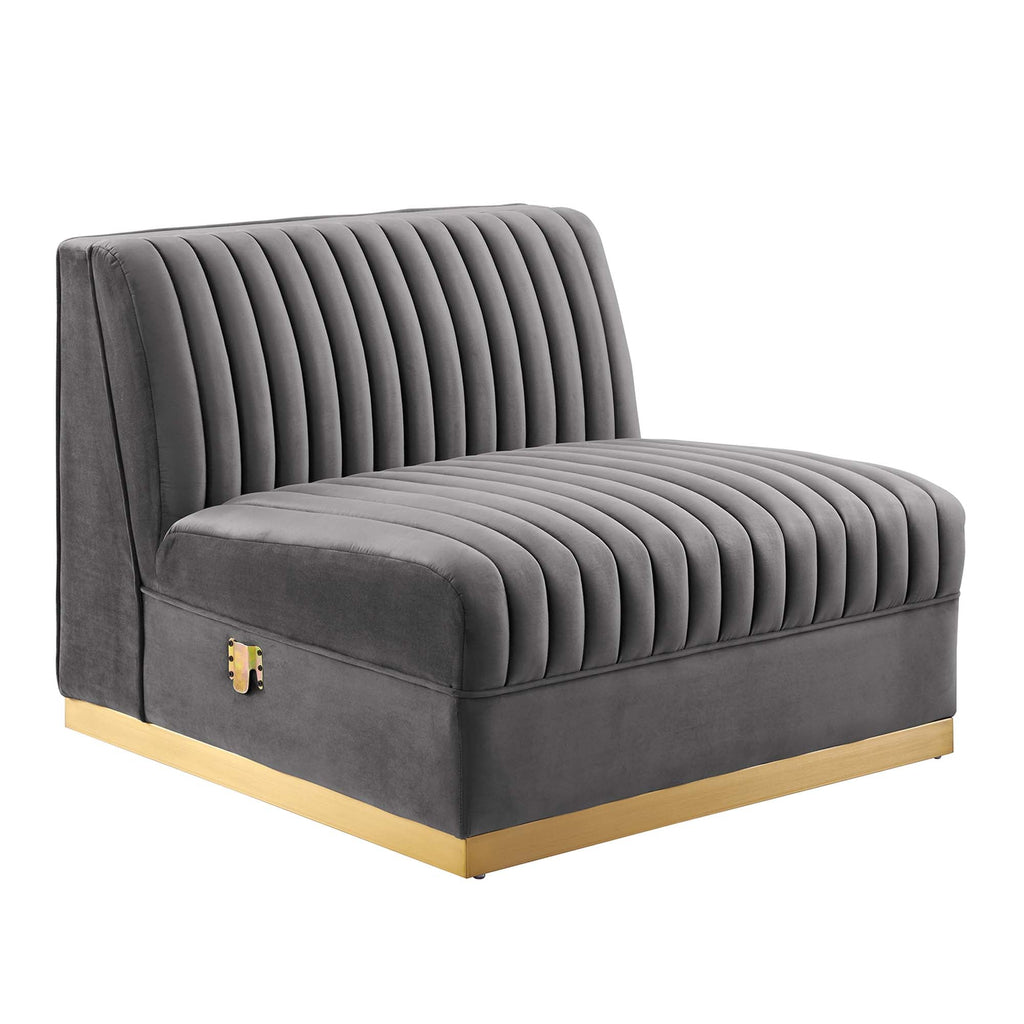 Sanguine 4-Piece Channel Tufted Performance Velvet Modular Sectional Sofa by Modway