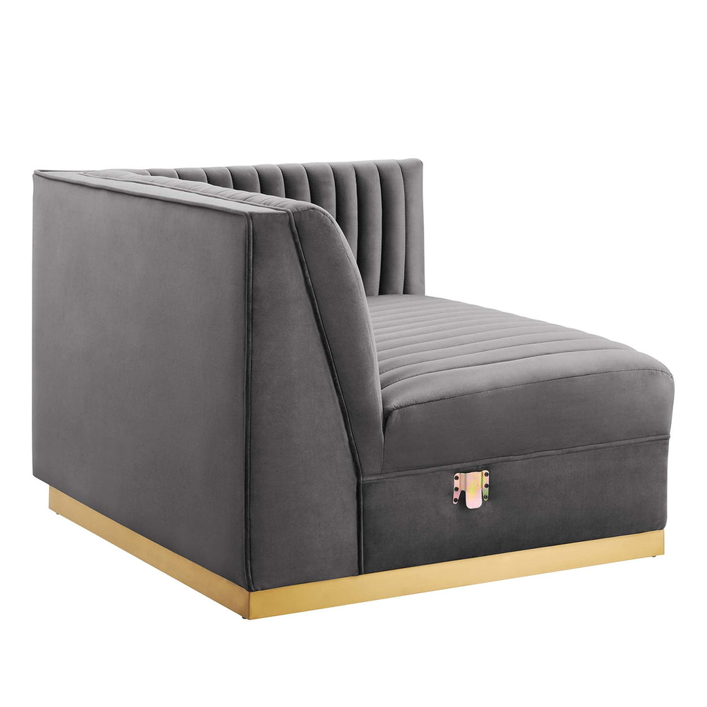Sanguine 4-Piece Channel Tufted Performance Velvet Modular Sectional Sofa by Modway