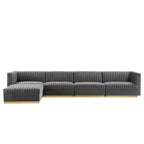 Sanguine 5-Piece Channel Tufted Performance Velvet Modular Sectional Sofa by Modway