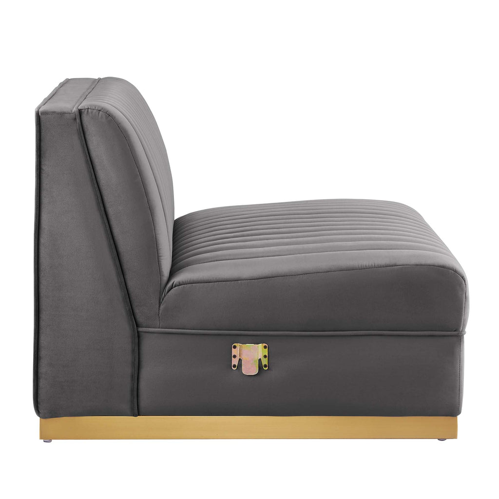 Sanguine 4-Piece Channel Tufted Performance Velvet Right-Facing Modular Sectional Sofa by Modway