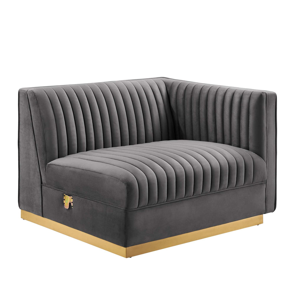 Sanguine 4-Piece Channel Tufted Performance Velvet Right-Facing Modular Sectional Sofa by Modway
